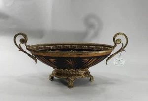 50% CLEARANCE!$3000 EXQUISITE RARE AMBER COLORED ETCHED GLASS BRASS CENTERPIECE - Bild 1 von 1