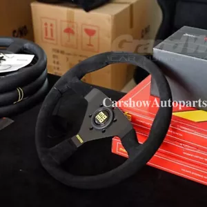 MOMO MonteCarlo 350mm 14' Suede Leather High quality Black Sport Steering Wheel - Picture 1 of 5