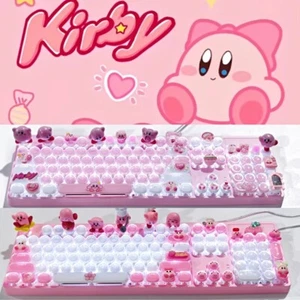 Anime Cute Kirby Wired Plastic RGB Mechanical Keyboard 104Keys Keypads 1PC Gifts - Picture 1 of 21