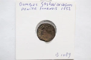 🧭 🇫🇷 France, DOMBES, Gaston d'Orléans, Denier Tournois, 1652 0.92Gr. B66 #855 - Picture 1 of 4