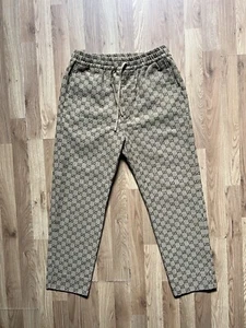 NWT Gucci GG Monogram Cotton Canvas Track Bottoms Pants Trusers Beige 48 M - Picture 1 of 8