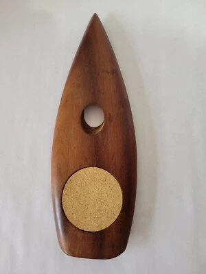 Solid Teak Wine Bottle Support with Coaster for Display - Image 1 of 4