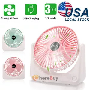 USB Desk Table Fan Small Personal Air Circulator Quiet Mini Portable 3 Speeds - Picture 1 of 40