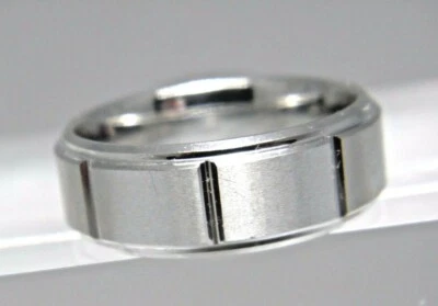 Alianza de boda ARTCARVED anillo para hombre 8 mm ranurado blanco carburo de tungsteno talla 10 Foto 1 de 4