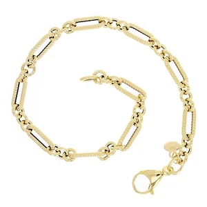Bracciale maglia fermacarte tondo e torsione oro giallo 14 kt italiano 7,5" 2,6 grammi - Foto 1 di 4