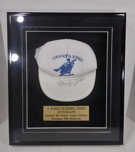 VTG Hee Haw's Grandpa Jones Autographed Trucker's Mesh Hat in Display Box Frame - Picture 1 of 8