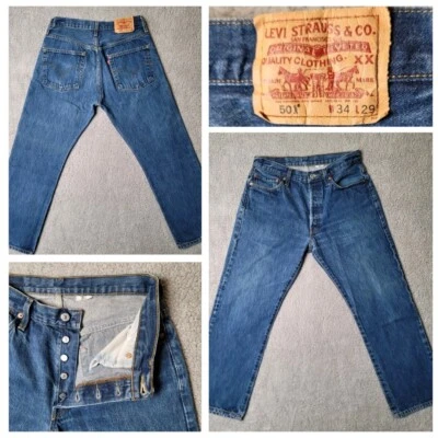 Levi's 501 Jeans Men's 32x28 Blue Orginal Fit Button Fly Nearly Vintage 2007  - Image 1 of 4