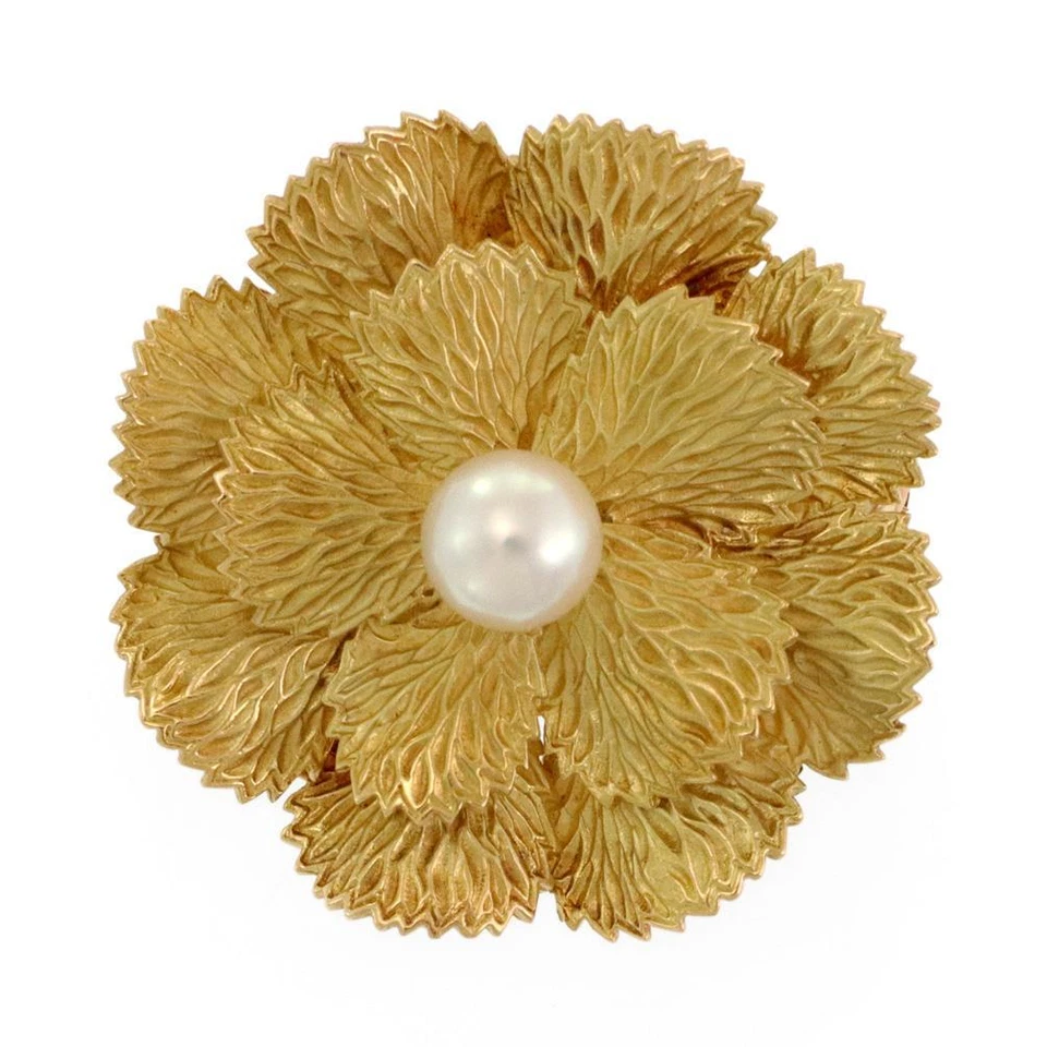 Broche Tiffany & Co. Flor Perla Oro Amarillo 18k Foto 1 de 4