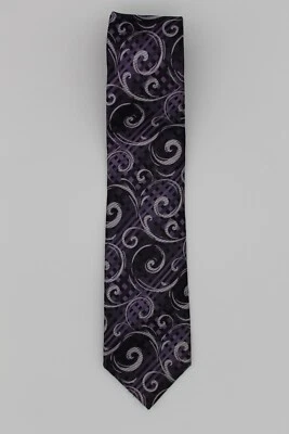 Corbata de seda morada, plateada y negra Alfani Foto 1 de 4