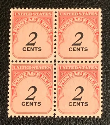 1959 US SCOTT #J90 BLOCK OF 4 MNH OG 2 CENTS RED POSTAGE DUE VF  - Image 1 of 3