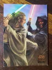 Star Wars Galaxy Series 4 Card  69 Darth Maul & Qui Gon Chris Trevas  Artwork