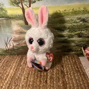 TY Beanie Boos 2021 Sunday Bunny w/ Basket 6" Soft Plush Glitter Eyes - NWT - Picture 1 of 7