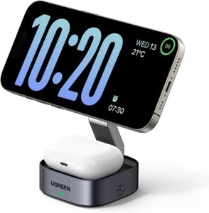 UGREEN MagFlow MagSafe Ladegerät kompatibel 15W Wireless Stand 2in1 Magnet iPhone - Bild 1 von 3