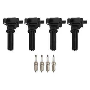4X Ignition Coils + 4X Spark Plugs For Jaguar Land Rover Lincoln Ford 2.0L L4 - Foto 1 di 13