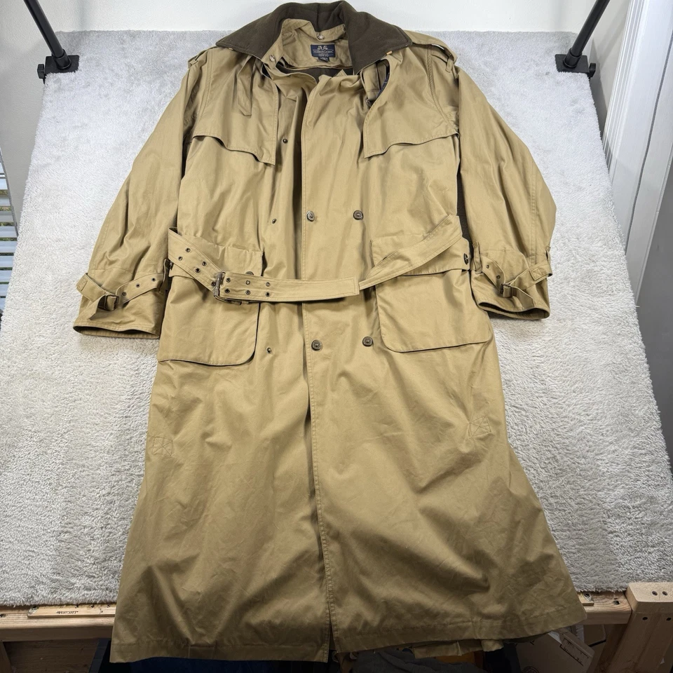 Trench coat masculino vintage Willis & Geiger médio cáqui válvula pilotos forro de lã - Imagem 1 de 4