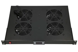 EXTRALINK 19" RACK MOUNT FAN PANEL 4 FANS EL-RM-4-FANS with thermostat - Picture 1 of 3
