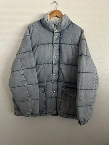 Levi’s Western Puffer Down Denim Jacket Oversized Sherpa Country Men Size Large - Picture 1 of 12