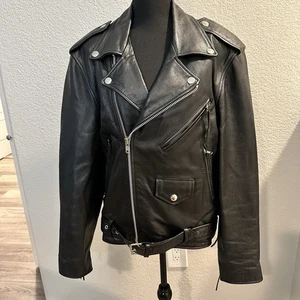 Vintage Wilson's Men’s Leather Biker Jacket Thinsulate Belted Medium - Picture 1 of 11
