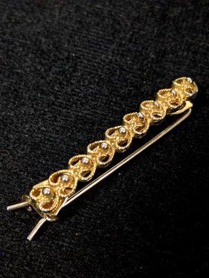 Vintage Gold Tone Filigree HEart Ball Bead Hair Barette - Image 1 of 4