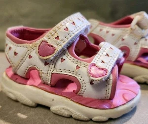 Vintage OshKosh B’Gosh Baby Girl Size 2 "Kelli" Chunky Sandals Shoes Pink White - Picture 1 of 8