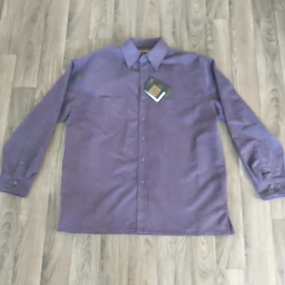 NWT Bruno Sueded Purple Button-Up Shirt Long Sleeve Casual Mens Size L - Image 1 of 4