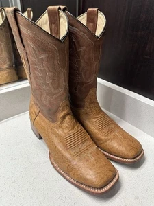 Los Altos Genuine AMBAR SMOOTH Ostrich Square Toe Western Boot 11.5 EE 8279754 - Picture 1 of 8