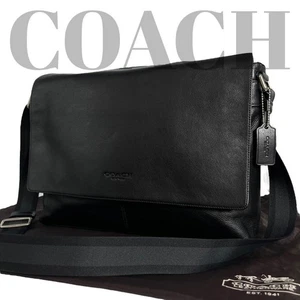 Coach Sullivan Messenger Bag Black Leather Authentic Used - Picture 1 of 19