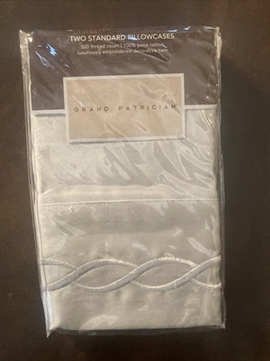 Grand Patrician 2 Standard Pillowcases Sateen Pima Cotton 500TC Pacific Blue NEW - Изображение 1 из 2