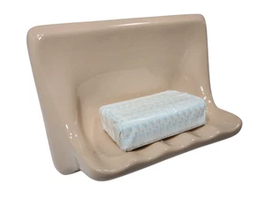 Vintage Peach Ceramic Soap Dish Tray Shower Mid Century Modern Candlelyght 203 - Picture 1 of 24