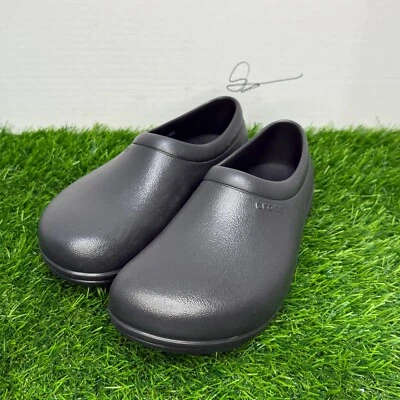 Zuecos Crocs en el reloj negros zapatos de trabajo sin cordones para hombre talla 6 antideslizantes Foto 1 de 4