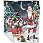 Christmas Santa Sled Dog Cat Pet Photo Lovers Fleece Blanket Gifts