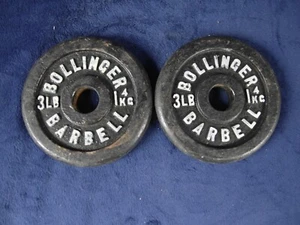 Vintage Bollinger Barbell 3 lb. Weight Plates - Set Of 2 - Picture 1 of 3