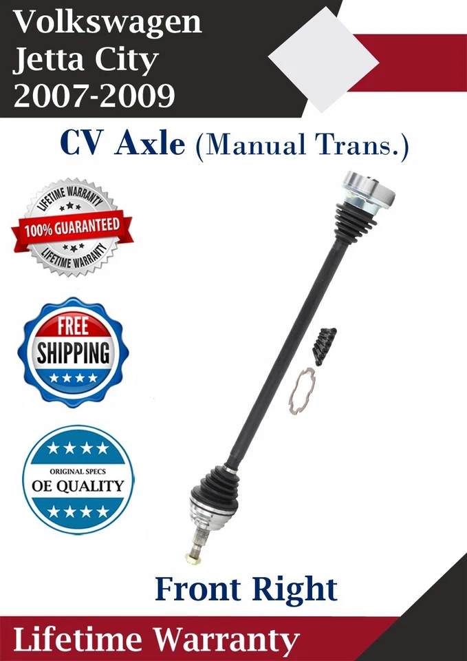 Eixo CV dianteiro direito original para 2007-2009 VW Jetta City manual trans. Lifetime Warra. - Imagem 1 de 4
