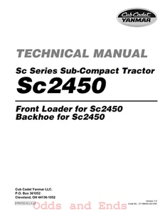 Cub Cadet Yanmar Service Printed Paper Manual Sc2450 - Picture 1 of 1