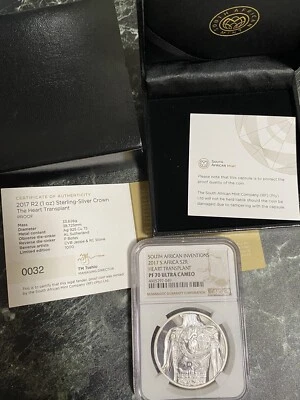 South Africa 2017 50 Years First Heart Transplant 2 Rand Silver PP Coin NGC PF70 - Image 1 of 3