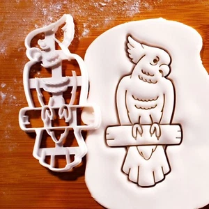 Cockatoo on Perch Cookie Cutter - pet Bird sulphur-crested parrot tropical avian - Picture 1 of 6