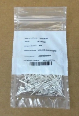 BAG OF 100 WEIDMULLER 1601750000 HDC-C-HD-SM0.75-1.00AG CONNECTOR (25+ AVAIL) - Image 1 of 3