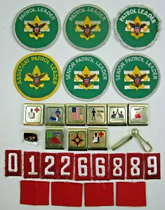 Boy Scouts Mixed Lot Patrol Leader Patches Belt Slides and Clip Fox Pin Numbers - Picture 1 of 9