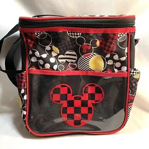 Disney Mickey Head Diaper Bag Lunch Tote Small Black Red Checker 8” x 10” x 4” - Picture 1 of 5