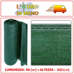 RETE OMBREGGIANTE METRI 50 x H 3 MT TELO OMBRA 90% VERDE FRANGIVISTA FRANGIVENTO - Foto 1 di 1