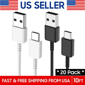 20 PACK Galaxy S23 S22 S21 S20 S10 S9 USB-C Charging Cable Type C Fast Charger - Picture 1 of 11