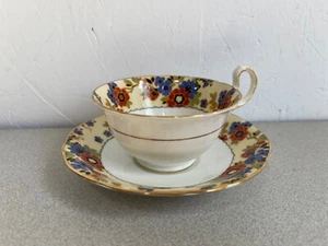 Aynsley Fine Bone China England Tea Cup And Saucer Set Beige Floral - Picture 1 of 5