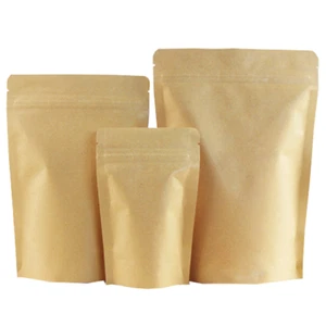 Bolsas de papel artesanal marrón con cremallera sello de bloqueo lámina bolsa de agarre refuerzo BPA sin olor - Imagen 1 de 24