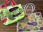 Trader Joes Reusable Shopping Bag Tote With Vegetable Print Burlap Pickles Lot