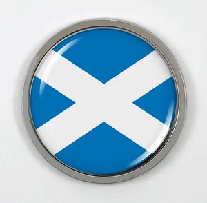 Emblem Car Sticker Chrome ROUND Bezel - Scotland Flag - Foto 1 di 17
