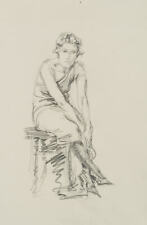 E. FÜRSTENAU (*1862), Dame sitzend. Frontal im Ganzkörper, um 1920, Bleistift