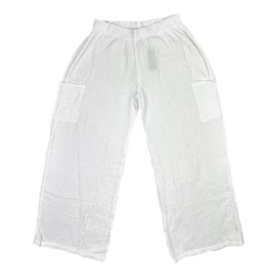 Pantalón Monrow BLANCO Algodón Gasa Pierna Ancha Talla Grande (Foto Azul Para Referencia) Foto 1 de 4