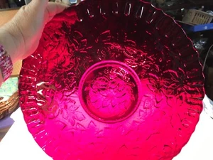Westmoreland 14” Ruby Red Glass Maple Leaf Round Platter Tray New Glass - Picture 1 of 16