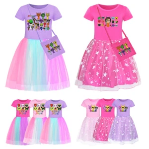 Girls Sprunki Costume Dress Rainbow Stars Tutu Skirts Birthday Party Fancy Dress - Picture 1 of 73