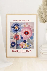 Impresión Mercado de Flores, Cartel Botánico Barcelona Impresión Floral Arte de Pared A3 A4 A5 - Imagen 1 de 4